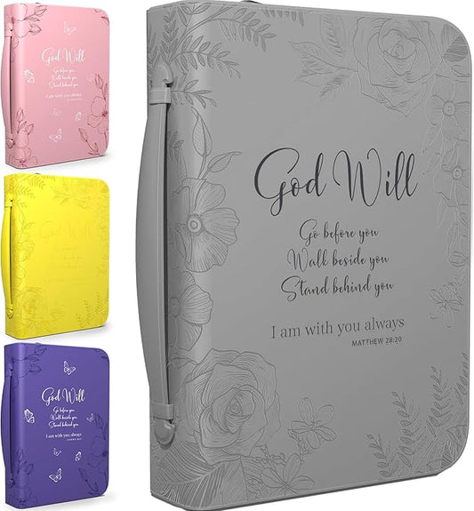 DEHITE Briefcase for Women – Leather Carrying Bag Large Size – | Fits Book 7 x 10.1 x 1.9 IN | Pen Slots | Zippered Pocket | Premium Faux Leather | – Grey Christian Gift Accessory