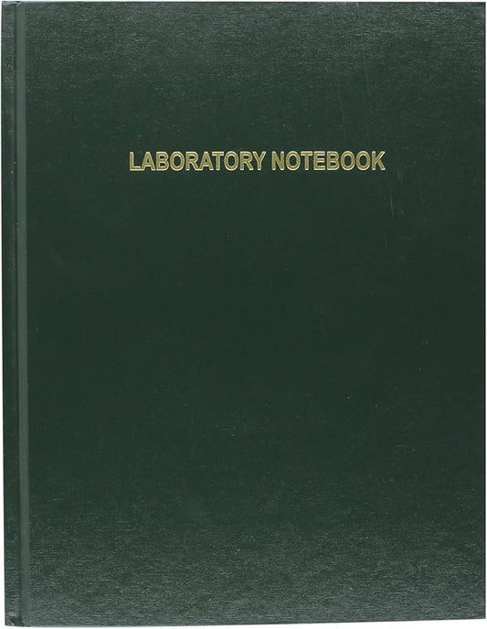 BookFactory Lab Notebook - 96 Pages (.25" Grid Format), 8" x 10", Green Cover, Section Sewn Hardbound Laboratory Notebook (LIRPE-096-SGR-A-LGT1)