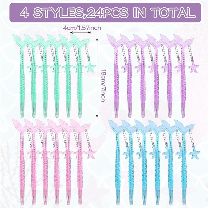LiYiQ 148 Pcs Mermaid Mini Spiral Notepads Mermaid Pens Stickers Set for PET Birthday Classroom School Reward Gift Prizes Goodie Bags Stuffers