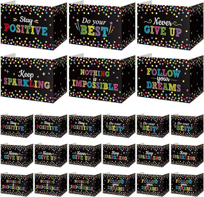 Honoson 24 Pcs Bulk Inspirational Privacy Folders for Students Cardboard Test Privacy Boards Motivational Words Desk Dividers Shield for Classroom School Study Supplies, 6 Styles(Motivational)