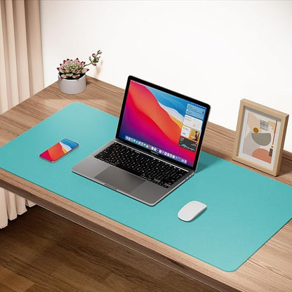 ‎Boutilon Leather Mouse Pad,Extended Desk Pad for Keyboard and Mouse Non-Slip Study Desk Writing Pad Desktop Protector for Home Office Accessories,24"x 14"(S-Bright Blue)