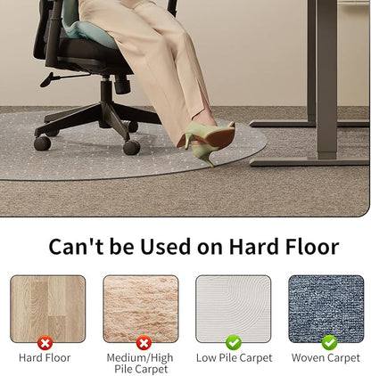 WASJOYE Office Chair Mat for Carpet, 36" Round Clear Home Carpet Chair Mat Protector Cover with Non-Slip Studded for Computer Desk Rolling Chair
