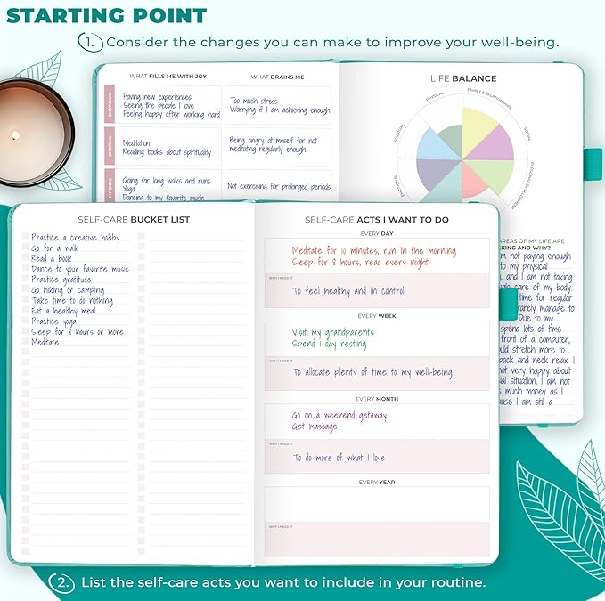 Clever Fox Self-Care Journal – Daily Reflection Notebook – Mental Health & Personal Development Planner, Meditation & Mood Log, A5 (Turquoise)