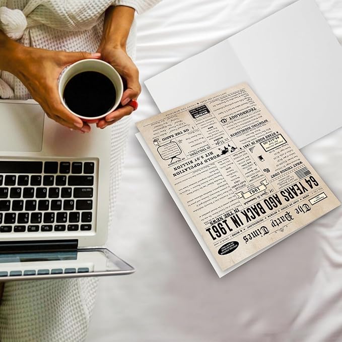 64th Birthday Card Gifts for Women Men, Large Birthday Gifts for 64 Year Old Mom Dad Husband Wife. Retro 64th Bday Decorations Ideas