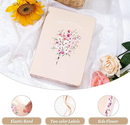Lined Journal Notebook for Women 320 Pages Thick Floral Diary A5 Aesthetic Hardcover Journaling Notebooks for Writing with Gift Box, 5.7 x 8.3 In, Yellow