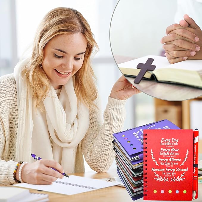 60 Pcs Bulk Christian Gifts Prayer Journal for Woman - 30 Set Religious Notepad with Christian Pen - Bible Notebook - Church Gifts for Mother's Day, Bible Study, and Family Devotions ( Colorful )