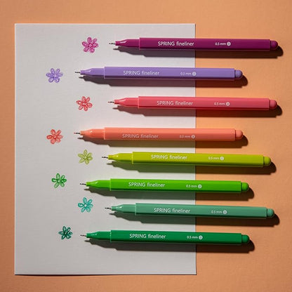 DIVERSEBEE Fine Tip Pens, 8 Bible Pens No Bleed Through, Assorted Fine Point Pens for Journaling, 0.5mm Fineliner Markers, Bible Study Journaling Supplies, Bible Accessories (Spring)