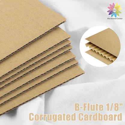 Mat Board Center, 25 pack 8x10 Brown Cardboard sheet, 1/8 inch thick, Flat Corrugated Cardboard Inserts for Packing, Shipping, Mailing, Cardboard Backing, Art Craft Card Board