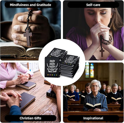 60 Pcs Bulk Christian Gifts Prayer Journal for Woman - 30 Set Religious Notepad with Christian Pen - Bible Notebook - Church Gifts for Mother's Day, Bible Study, and Family Devotions ( Black )