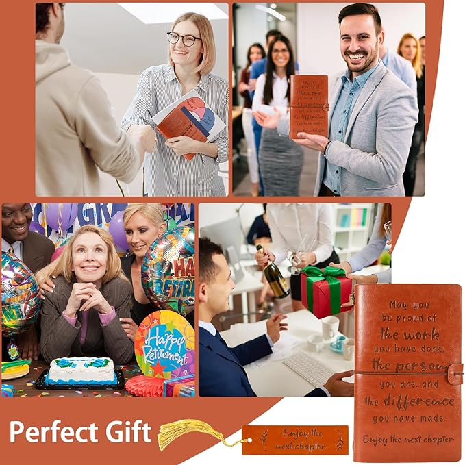 Coworker Leaving Gifts for Women Men, Retirement, Farewell, Thank You, Going Away, New Job Gifts for Best Friends Colleague Boss, Leather Journal Notebook