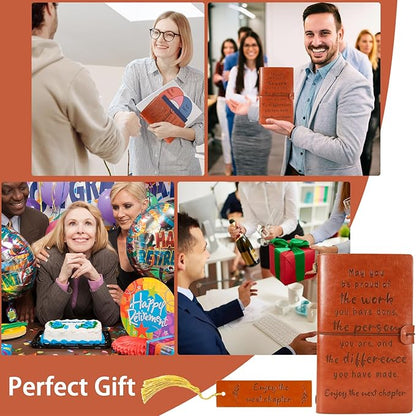 Coworker Leaving Gifts for Women Men, Retirement, Farewell, Thank You, Going Away, New Job Gifts for Best Friends Colleague Boss, Leather Journal Notebook