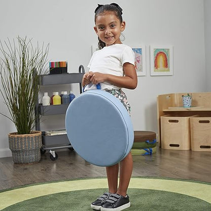 Factory Direct Partners SoftScape 15 inch Round Classroom Floor Cushions with Handles; Flexible Seating for Daycare, Preschool, Playroom; 2 inch Thick Deluxe Foam (6-Piece) - Earthtone, 11232-ET