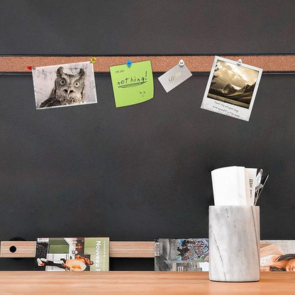 Corksidol Bulletin Bar Strip, Cork Board, 15" x 1", Classroom, Office, Cubicle, Aluminum Frame (Black)