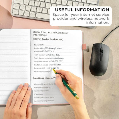 Clever Fox Password Book with Alphabetical tabs. Internet Address Organizer Logbook. Large Password Keeper for Website Logins (Peach Pink)