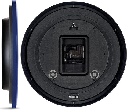 Bernhard Products Navy Wall Clock Silent Non Ticking - 12 Inch Quality Quartz Battery Operated Round Easy to Read Home/Kitchen/Office/Classroom/School Clock