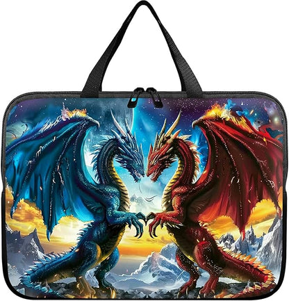 Universal Tablet Laptop Sleeve Case 10 inch, Blue Red Dragons Slim Carrying Case Durable Handbag Travel Laptop Bag for 7 to 10-inch Laptops/Notebook/Kids Tablet/ipad/eBook Readers