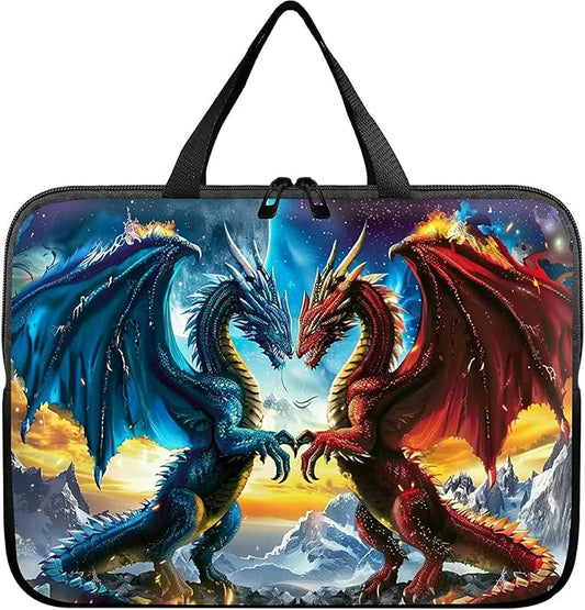 Universal Tablet Laptop Sleeve Case 10 inch, Blue Red Dragons Slim Carrying Case Durable Handbag Travel Laptop Bag for 7 to 10-inch Laptops/Notebook/Kids Tablet/ipad/eBook Readers