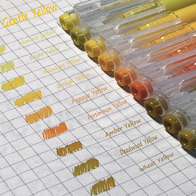 0.5mm Journal Colouring Pens, Assorted Rainbow Colors Pens Set of 9 for Adults Journal Coloring Calligraphy,Made for Everyday Writing, Journals,Drawing,Coloring Books (Gentle Yellow)