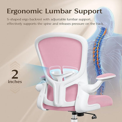 FelixKing Office Chair, Ergonomic Desk Chairs with Wheels Home Mesh Chair Adjustable Lumbar Support and Height, Ergo Chair for Working Gaming Use (Pink)