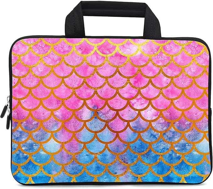 11.6 12 12.1 Inch Laptop Carrying Bag Protective Chromebook Case Pouch Netbook Notebook Ultrabook Bag Tablet Sleeve Cover Travel Briefcase with Handle for Men Women (Mermaid)