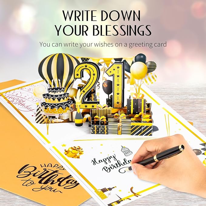 21st Birthday Card for Son Grandson, Jumbo 3D Pop Up 21st Birthday Cards for Boy Girl, Happy 21 Year Old Her Him Daughter Funny Bday Gifts, Review of 2004, Black Gold