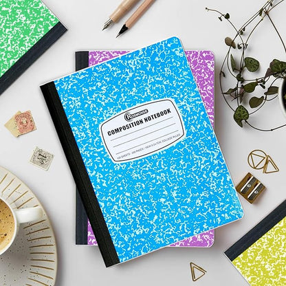 50 Pack Bulk Composition Notebooks College Ruled, 200 Pages (100 Sheets), 9-3/4 x 7-1/2, Bulk School Supplies, Bulk College Ruled Notebooks, Bulk Assorted Colors Marble Notebooks for School