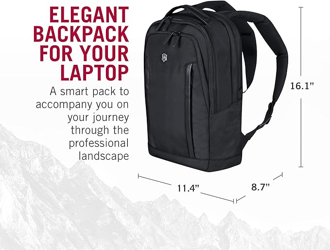 Victorinox Altmont Professional Compact Laptop Backpack - Tablet & Laptop Bag for Travel Accessories - Computer Backpack Includes Sleek Organizer - 16 Liters, Black