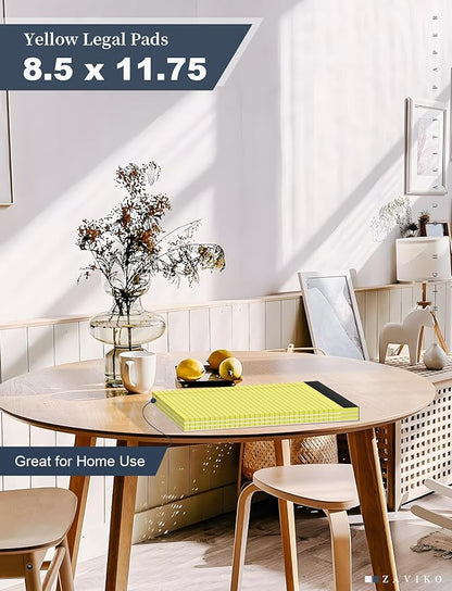 Legal Pad 8.5 x 11, Wide Ruled, 2 Pack, Yellow Legal Pad 8-1/2 x 11, Lined Paper Pads 8.5 x 11, Easy Tears Off, Cardboard Backing, Lined Writing Note Pad, Yellow 70 GSM Pads Of Paper, 30 Sheets/Pad