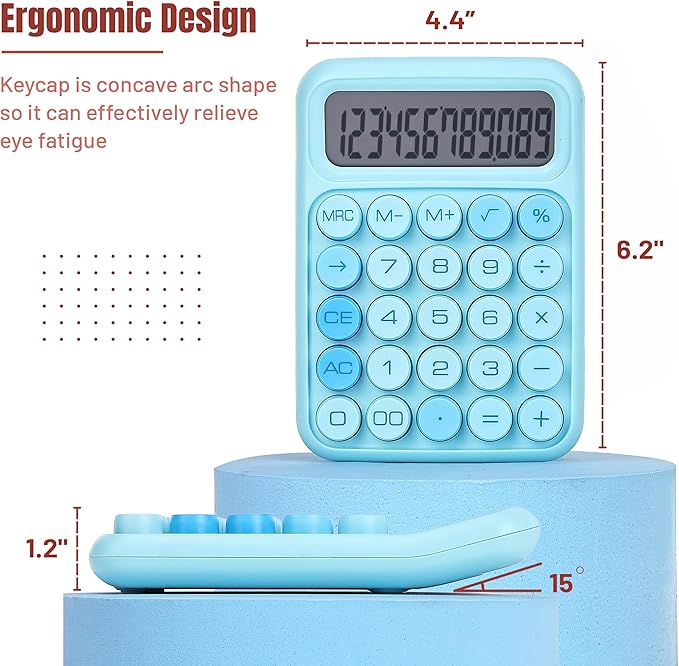Mr. Pen- Mechanical Switch Calculator, 12 Digits, Large LCD Display, Blue Calculator Big Buttons, Mechanical Calculator, Calculators Desktop Calculator, Cute Calculator, Aesthetic Calculator Blue