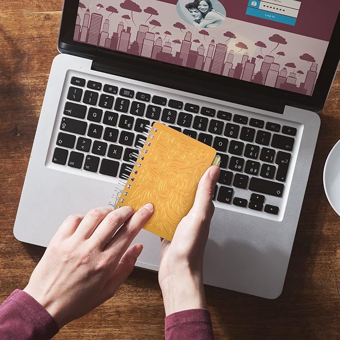 Zonon 2 Pcs Mini Password Book with Alphabetical Tabs Metal Password Keeper Book Portable Organizer Elegant Mandala Pattern Notebook with Pen, Spiral Bound for Information(Purple, Orange)