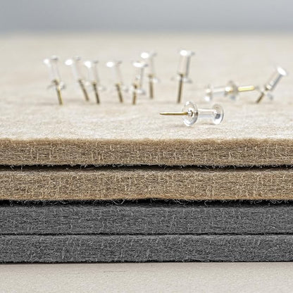 Large Bulletin Board - 48 x 48 Inches, Decorative Felt Pin Board for Wall - 4' x 4' Foldable Photo Display Board with Self-Adhesive Tape, Includes 20 Push Pins - Gray