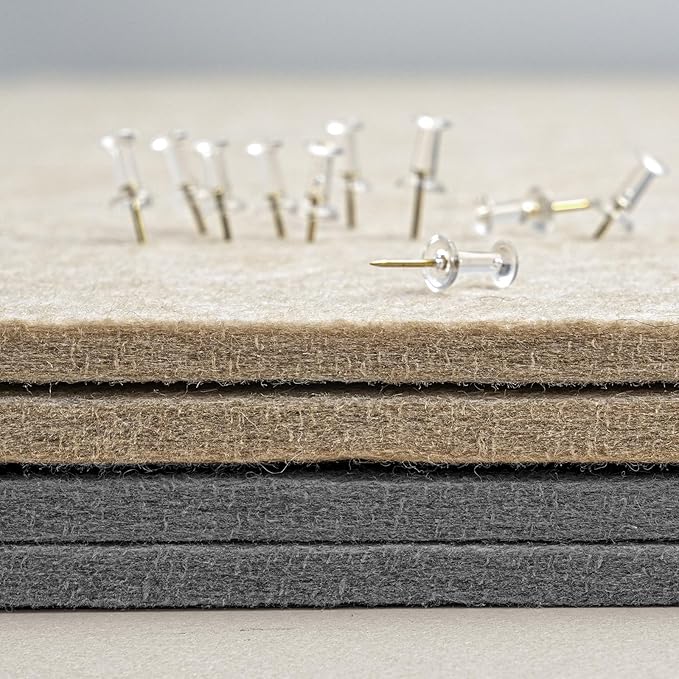 Large Bulletin Board - 60 x 36 Inches, Decorative Felt Pin Board for Wall - 5' x 3' Foldable Photo Display Board with Self-Adhesive Tape, Includes 20 Push Pins - Gray