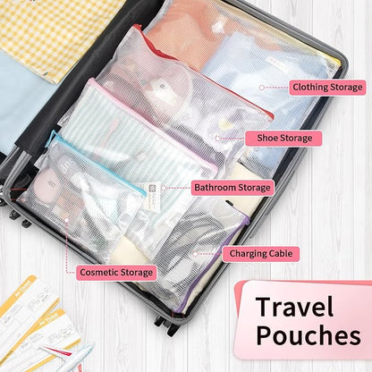 Umriox Mesh Zipper Pouch, 14.9x11.0 in (12 Colors, 12 Packs), Extra Large Zipper Bags, Waterproof Zipper Pouches for Office Supplies, Puzzles, Board Game Storage & Cross Stitch Projects