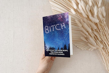 Gelid On The Day You Were Born, The Stars Were Perfectly Aligned - Funny Happy Birthday Cards for Women Her Sister - Humorous Thinking of You Gift Idea Best Friend - Bday Card for Bestie Girlfriend