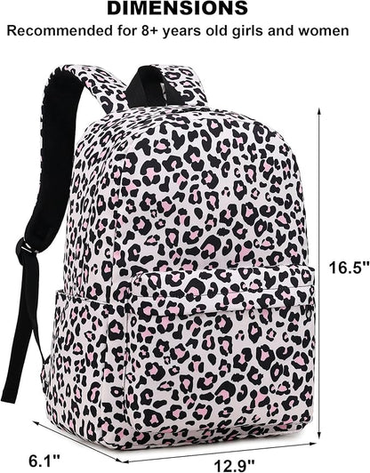 Leopard School Backpack for Teens Girls, Womens College Bookbags Kids School Bags Laptop Backpacks