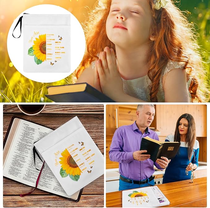 Book Sleeve Pouch Waterproof Book Sleeves with Zipper and Front Pocket,Christian Theme Book Covers for Paperback,Book Protector Bag with Handle for Book Lovers Bibliophile Gifts(11.8 * 9.4 inch)