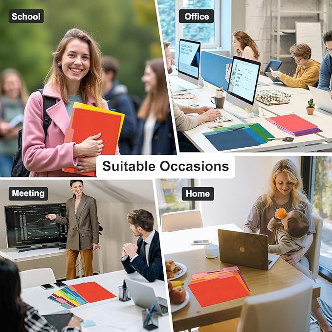 ViVin File Folder, 100 Pack Colored File Folders with 1/3-Cut Tabs, Fits 8.5 * 11 Letter Size Paper, Manilla Folders for Home Office School Documents(Multicolored)