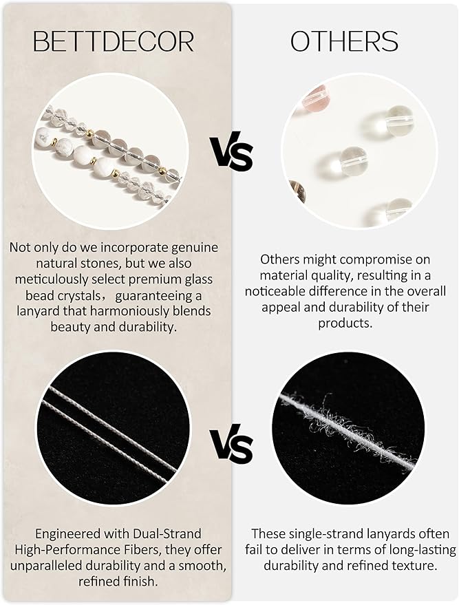 Lanyards for ID Badges and Keys,Natural Stone Beaded Teacher Lanyard for Women,Retractable Lanyard with ID Holder Cute Lanyards for Teachers（White）