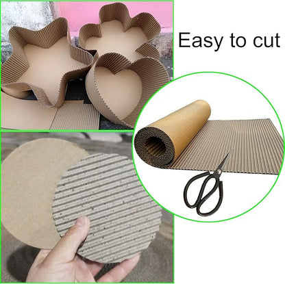 (14 x 144in）Brown Single Face Corrugated B Flute Cardboard Roll Shipping Corrugated Roll Paper Corrugated Wrap for Packing, Storage, Shipping, DIY(2rolls Each roll14x 72in)