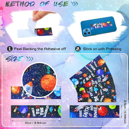 36 Pieces Anxiety Sensory Stickers Cute Fidget Textured Strips Toys Anti Stress Tactile Rough Sensory Calm Textured Strips Adhesives Anxiety Relief for Adults Teens Desk Classroom (Spaceman Style)