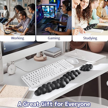 Cloud Wrist Rest Keyboard, Cloud Palm Rest Set with PU Leather Memory Foam, Cute Keyboard Rest for Wrist Support and Arm Rest, Desk Cloud Wrist Pad for PC/Gaming/Hand Cushion/Computer-Black