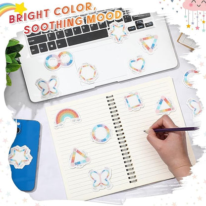 Gersoniel 36 Pieces Anxiety Sensory Stickers Cute Fidget Textured Strips Toys Anti Stress Tactile Rough Sensory Calm Textured Strips Adhesives Anxiety Relief for Adults Teens Desk (Breath Style)