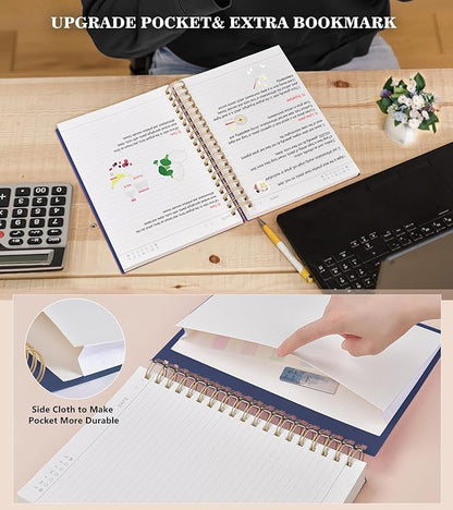 Spiral Notebook Journal College Ruled 8.5''x 11'', 360 Pages Lined Thick Journals for Women Men, A4 Large Spiral Notebooks with 100GSM Paper, Spiral Journaling for Writing Work, School Blue