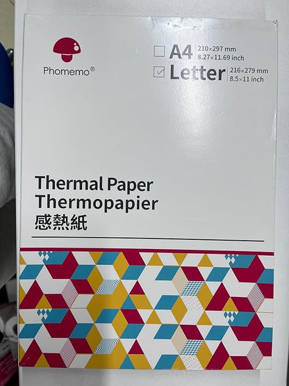 Phomemo Thermal Printer Paper 8.5 x 11 Inch, Advanced Thermal Printing, Thermal Paper Compatible with M08F-Letter, M832, M834, MT800, with Brother Letter Portable Printer, Size 8.5" x 11", 100 Sheets