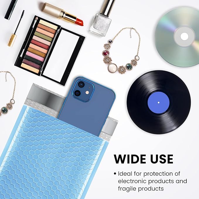 Fuxury Bubble Mailer 6x10 Inch 50 Pack Light Blue,Self-Seal Adhesive Packaging Bags, Waterproof Poly Bubble Mailers, Mailing Evenploves Packaging For Jewelry, Cards, Makeup, CD, Small Business #0