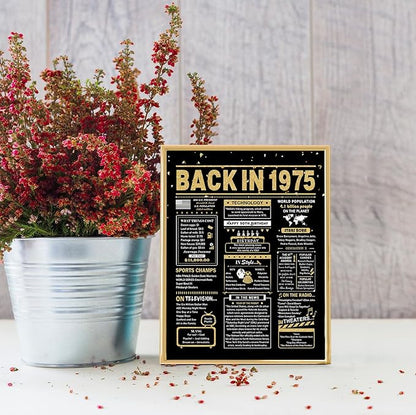50th Birthday Card, 50th Birthday Gifts for Women Men, 50th Birthday Decorations for Him Her, Back in 1975 Birthday Card, Black Gold