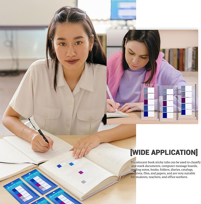 Golcellia 500 Pieces Sticky Tabs Transparent Page Markers, Diamond Laser Sticky Note Tabs Colored Writable and Repositionable Index Tabs, Tabs for Annotating Books