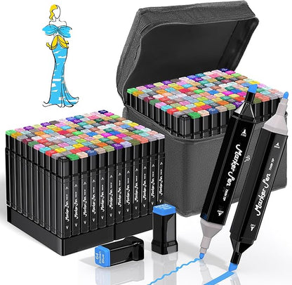 Alcohol Markers, 120 Colors Dual Tip Art Markers, Drawing & Coloring for Kids & Adults