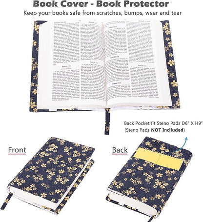 Book Covers - Fabric Dust Jackets for Books - Book Protector for Book Lovers - Book Covers for for Paperbacks,Hardcover,Bibles - Soft Cover Book Sleeve for AA Books