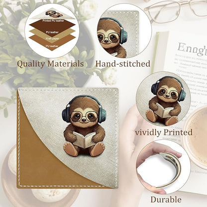Cute Sloth Owls Panda Corner Bookmarks, Funny Leather Book Accessories for Book Lovers, 3 Pcs Reading Book Page Markers for Women Men Student Teacher Girls Boys Kids Retirement Birthday Gifts